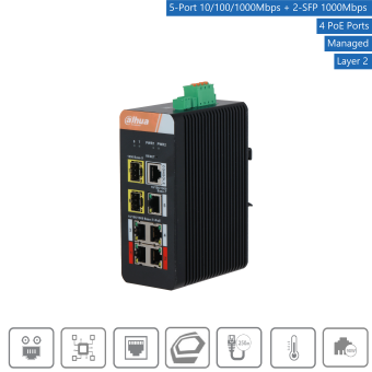 Dahua - PFS4207-4GT-DP - Switch - 4 PoE-GB - 2 SFP 
